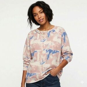 Peace Love World Pastel Pink & Blue Tie-Dye Crewneck Sweatshirt